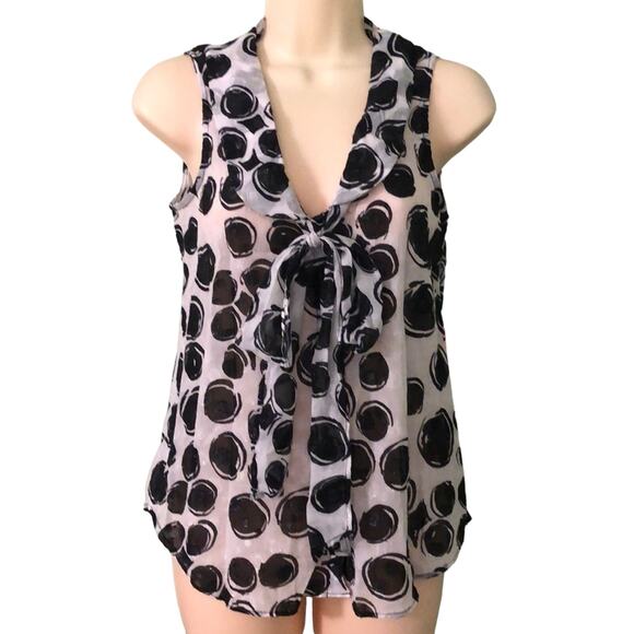 Kirna Zabete Target Sheer blouse with tie bow Woman Size XS Artsy Dot Print - Picture 1 of 6